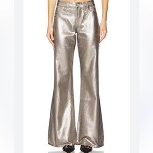 SHEIN Tall XL Metallic Flare Pants in Coated Champagne Size XL. NEVER WORN